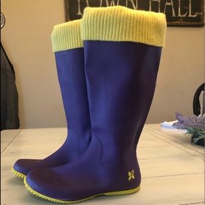 Purple and yellow Butterfly Twist boots